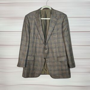 Hickey Freeman Blazer Suit Jacket Wool Silk Linen Blend Taupe Union Made USA 44R